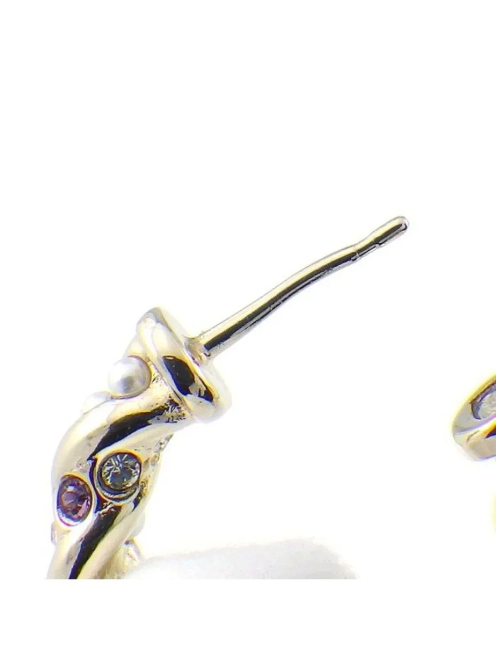 Chanel Earrings CC Logo Hoop Rhinestone Faux Pearl